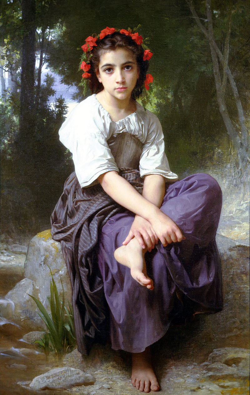 William-Adolphe Bouguereau "At the Edge of the Brook" (1875)