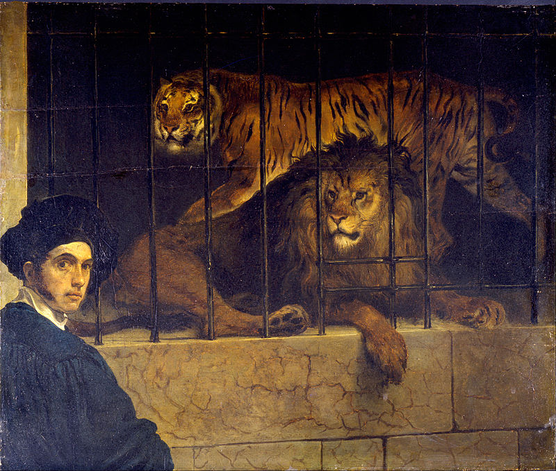 Francesco Hayez "Self-portrait with Tiger and Lion"